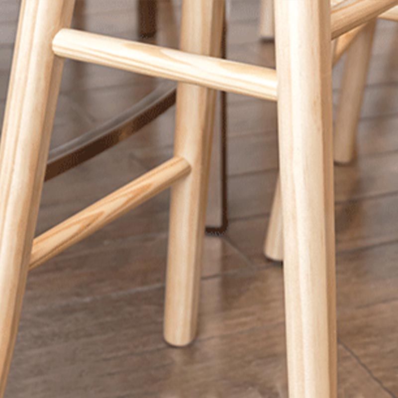 Contemporary Backless Contoured Seat Solid Wood Bar Stool with Footrest
