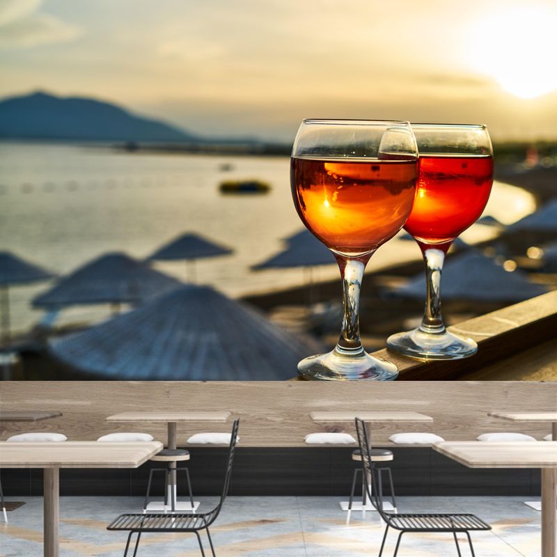Commercial Use Wine Mural Wallpaper Stain Resistant Wall Decor for Bar Pub