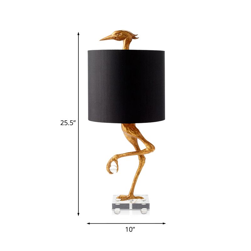 Tavolo da notte in resina di struzzo classico 1 comodino da letto leggero in oro con tonalità in tessuto cilindro