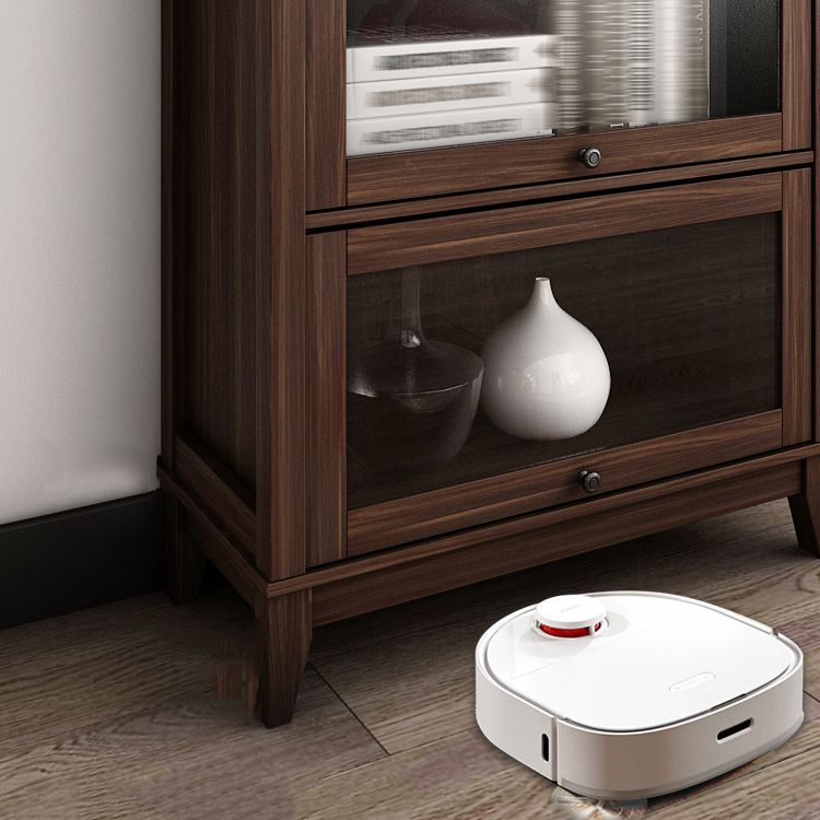 Manufactured Wood Bookcase Contemporary Standard Bookshelf with Glass Doors