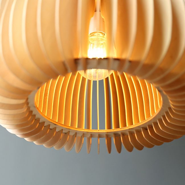 Wood Nordic Modern Pendant Light 1-Light Hanging Ceiling Light for Hallway