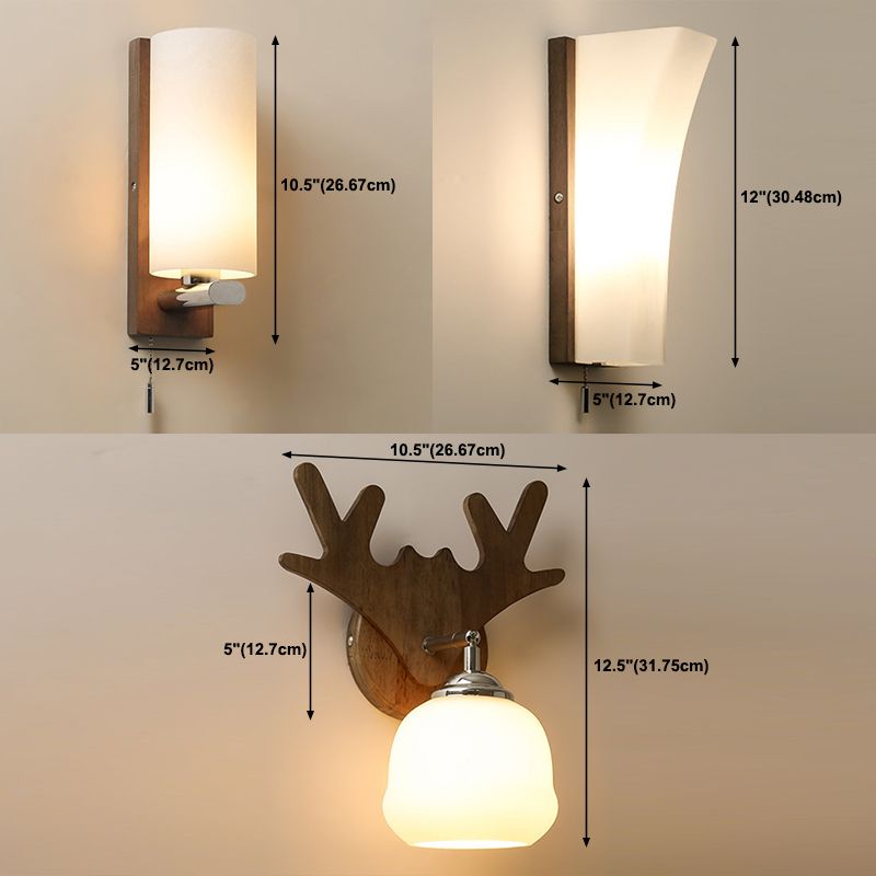 Nordic Style Glass Wall Light Geometrische 1 leichte Wandleuchten mit Holz für Schlafzimmer