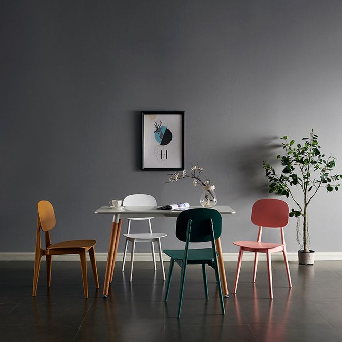 Contemporary Plastic Dining Chairs Open Back Dining Side Armless Chairs for Kitchen