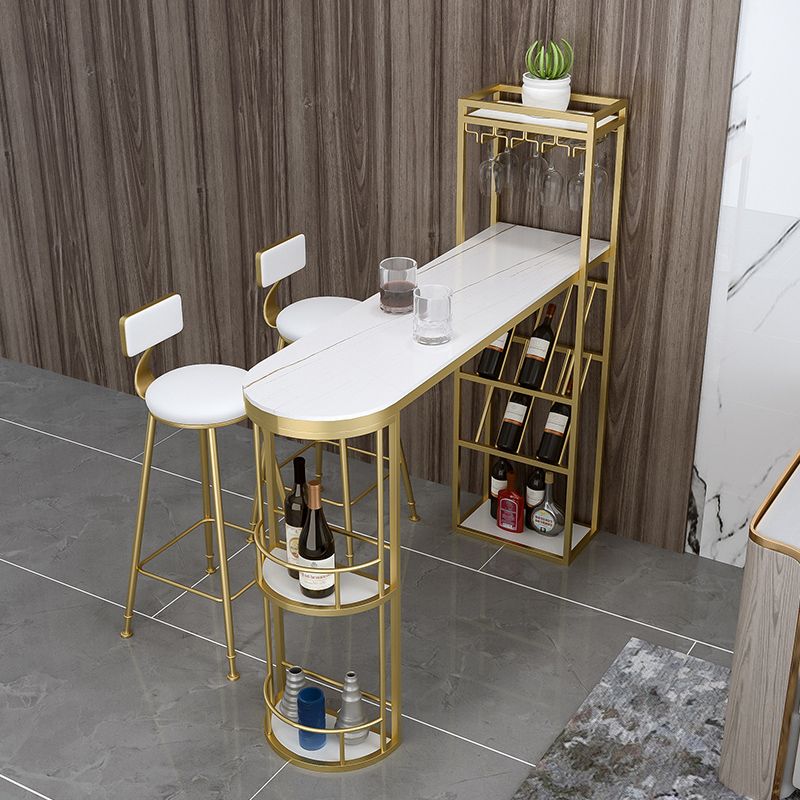 White Marble Table with Specialty Table Top Double Pedestal Table - 41.34" H