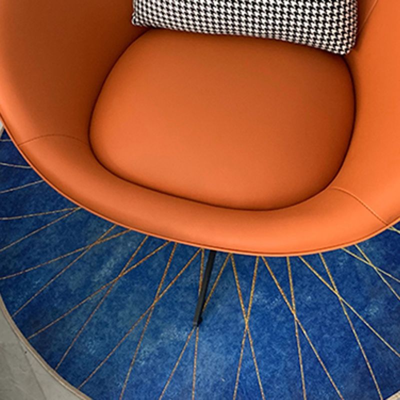 37.5"L x 37"W x 34"H Casual Eggshell Chair Faux Leather and Velvet Accent Chair