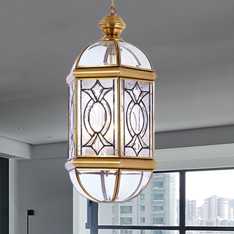 Lampadella esterno Lanterna Luce glassata coloniale Glassa 3 lampadine Brass Brass Appeding Affermazione Luce del soffitto