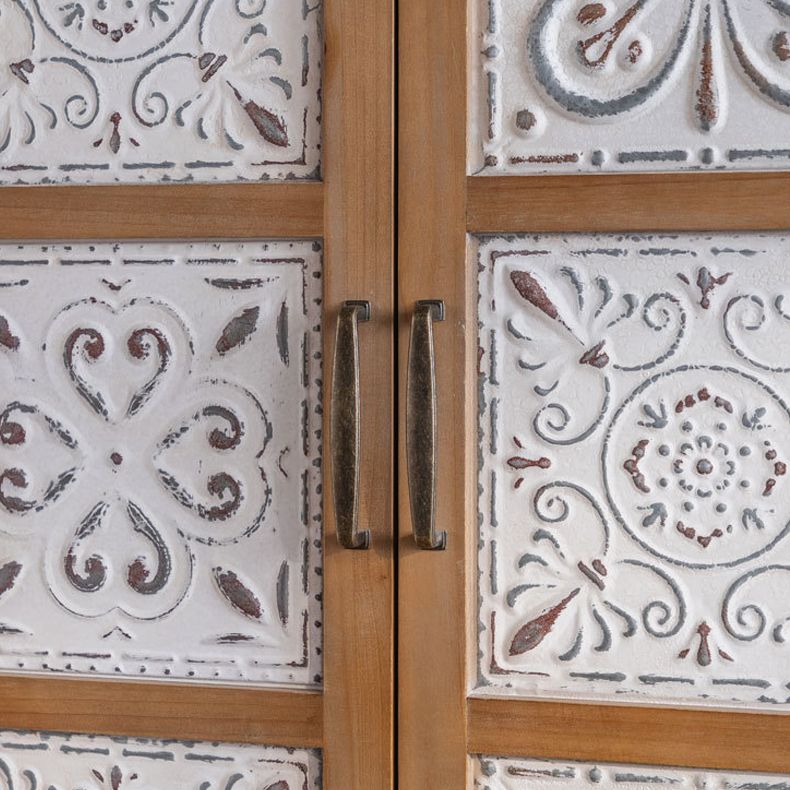 Industrial Accent Cabinet in Natural with Solid Wood Door and Drawers