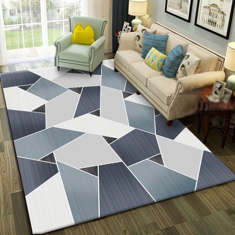 Modern Geo Pattern Rug Multi Colored Cotton Blend Area Carpet Non-Slip Pet Friendly Indoor Rug for Parlor