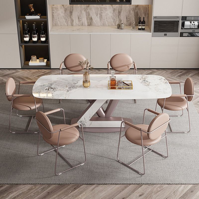 Nordic 1/4/5/7 Pieces Rectangle Dining Set Sintered Stone Top Dinette Table Set