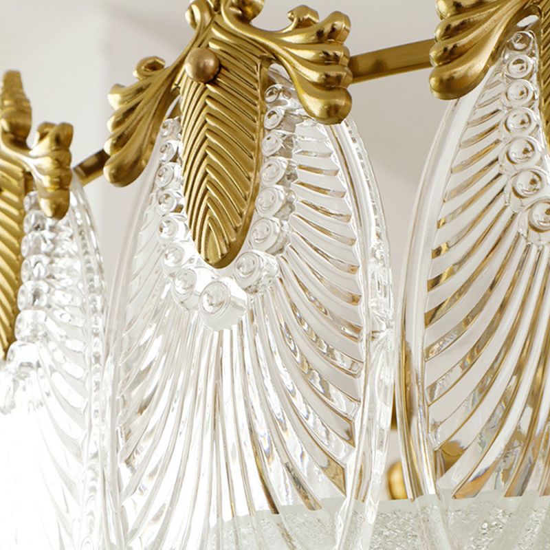 Modern Ceiling Lamp Golden Flush Mount Light Fixture with Glass Shade for Bedroom
