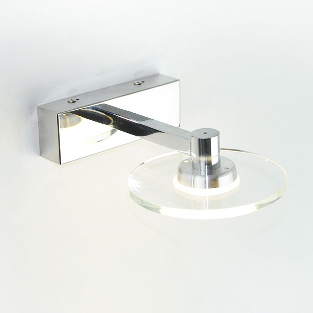 Translucent Crystal Vanity Light Sconce 1 Light Circle Vanity Vanity Lamp for Bathroom