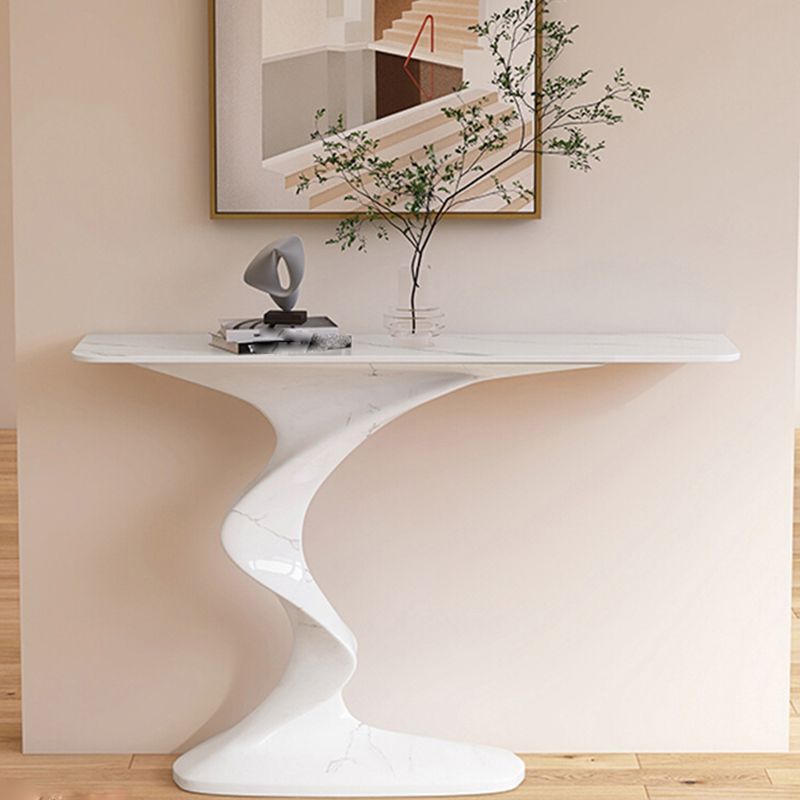 Rectangle Shape Contemporary Console Table Stone Console Sofa Table in White
