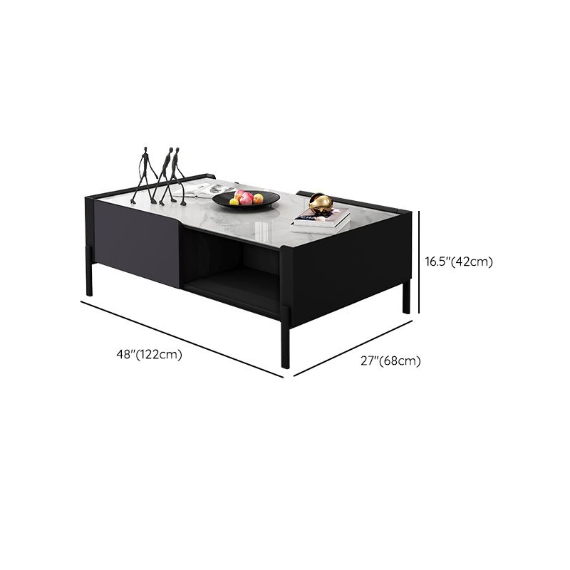 4 Legs Coffee or End Table Slate with Storage Drawers Rectangle