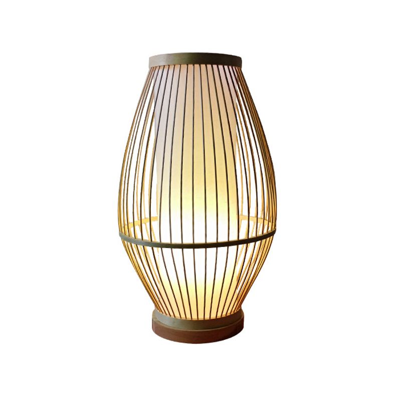 1 Glühbirnen Esszimmer Schreibtisch Lampe Asian Beige Taskbeleuchtung mit Lanternbambusschatten