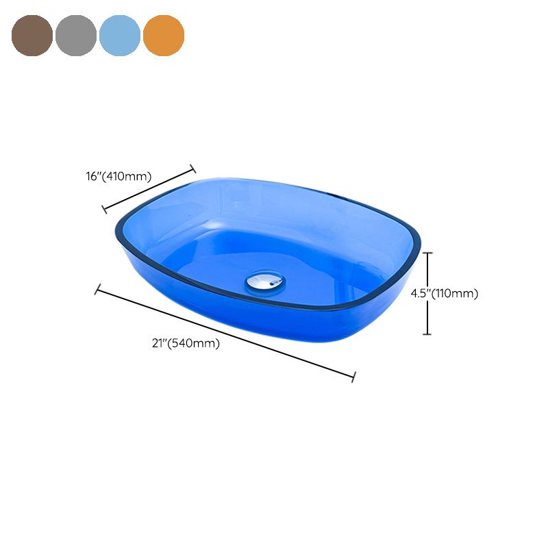 Modern Vessel Sink Oval Glass with Pop-Up Drain and Faucet Vessel Bathroom Sink