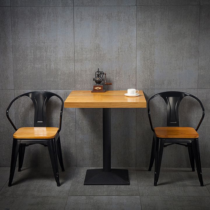 Industrial Massivholz Esstisch Brauner Quadratisch mit Sockelbasis für Esszimmer