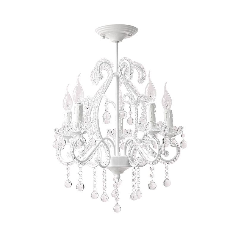 Éclairage d'éclairage de lustre blanc aux bougies avec décoration en cristal moderne 5 têtes lampe de lustre pour foyer