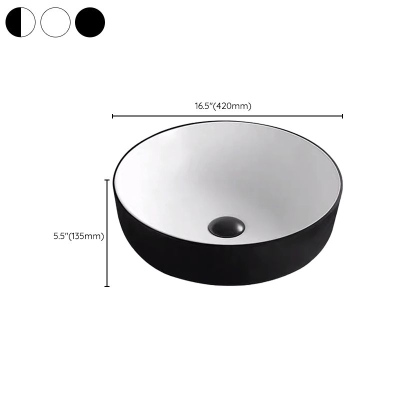 Modern Bathroom Sink Porcelain Rectangular with Pop-Up Drain and Faucet Wash Stand