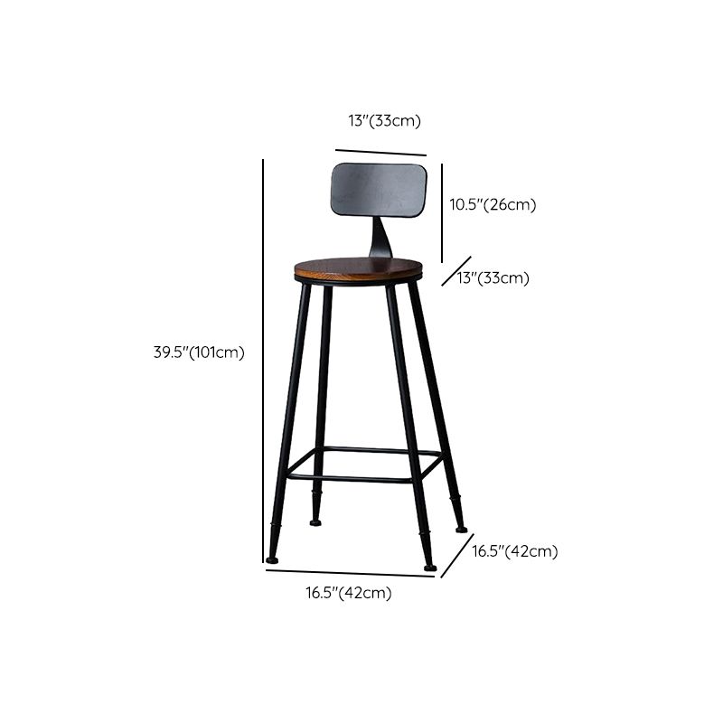 Industrial Solid Wood Counter Stool Metal Counter Height Stools for Home Use