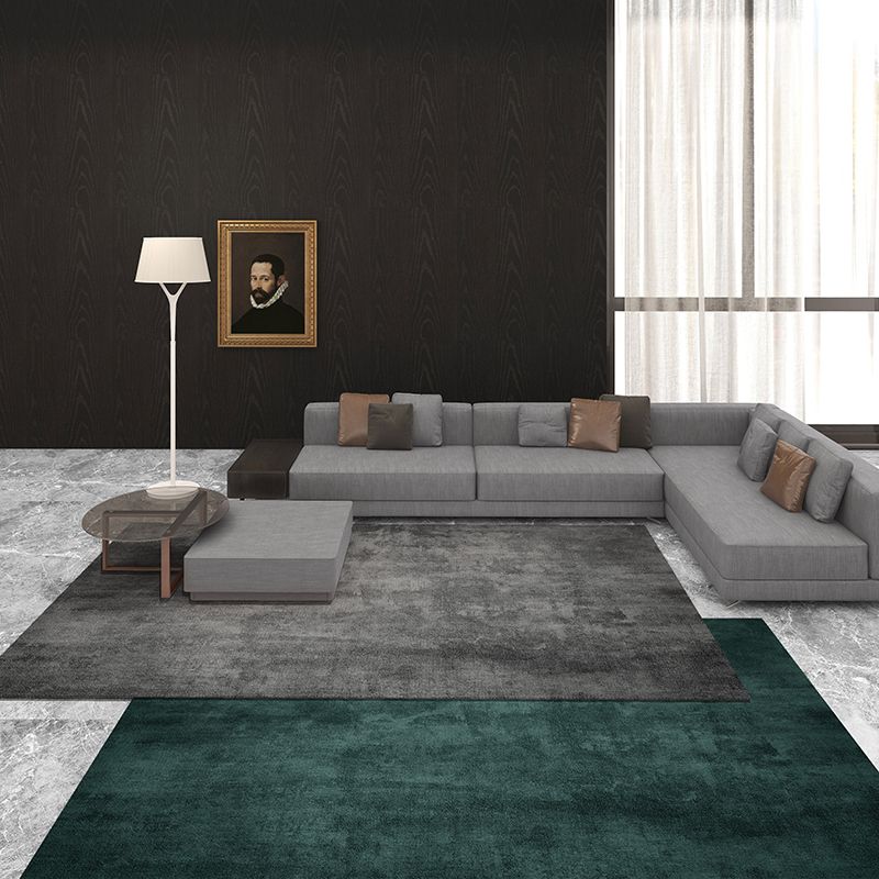 Solid Color Simple Indoor Rug Polyester Gradient Effect Carpet Non-Slip Backing Rug for Living Room