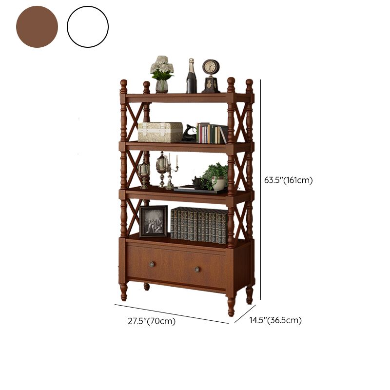 Contemporary Wooden Bookshelf Standard Closed Back Bookcase with 1 Drawer