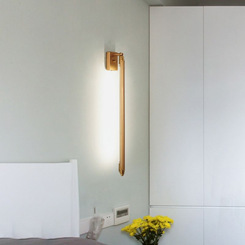 Brass/Black Linear Wall Light Fixture Modern Stylish 1 Light Aluminum Adjustable Sconce Lighting for Living Room