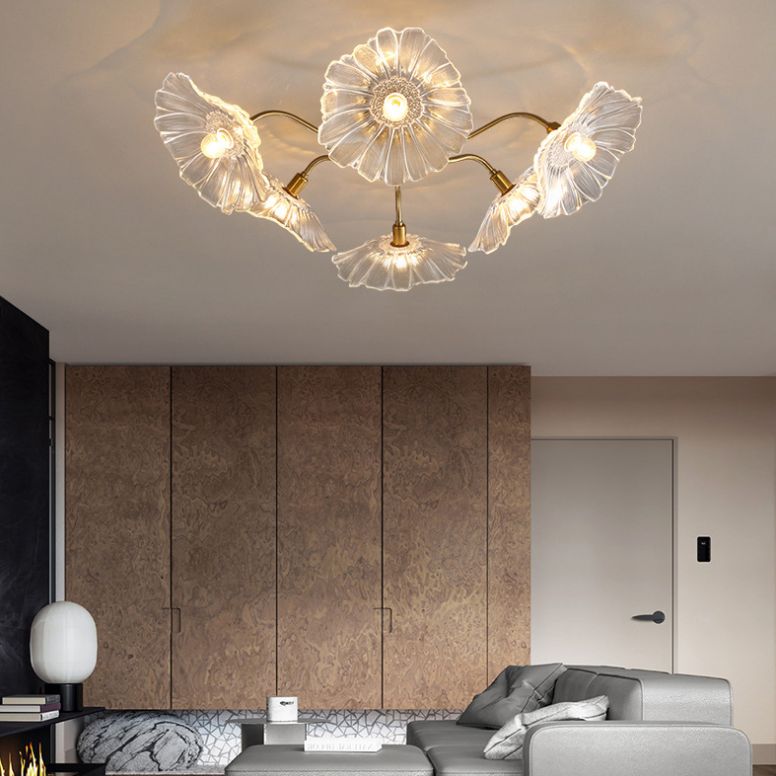 Blume Semi Flush Mount Leuchte moderne Glasdeckleuchten für Wohnzimmer