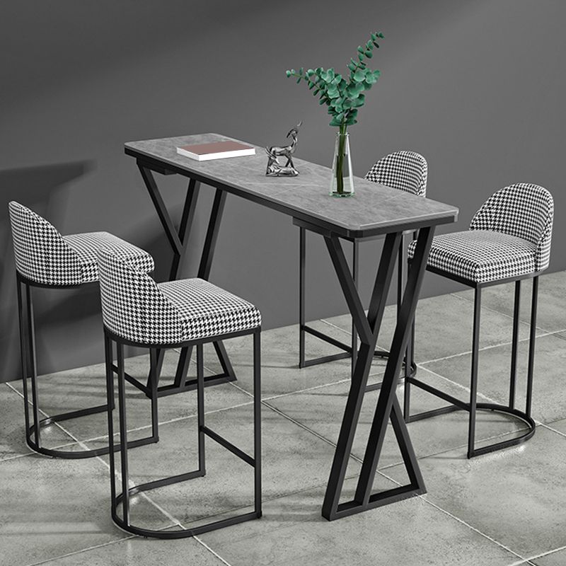 Rectangle Sintered Stone Bar Table Sled Base Dining Table for Kitchen Living Room