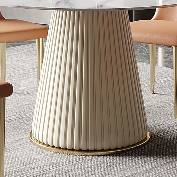 Metal Contemporary Round Dining Table Marble Top Table for Dining Room