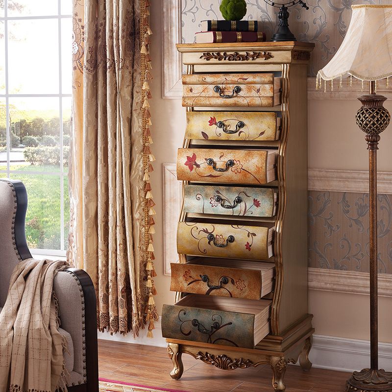 Traditional Birch Lingerie Chest Vertical Storage Chest Dresser for Home