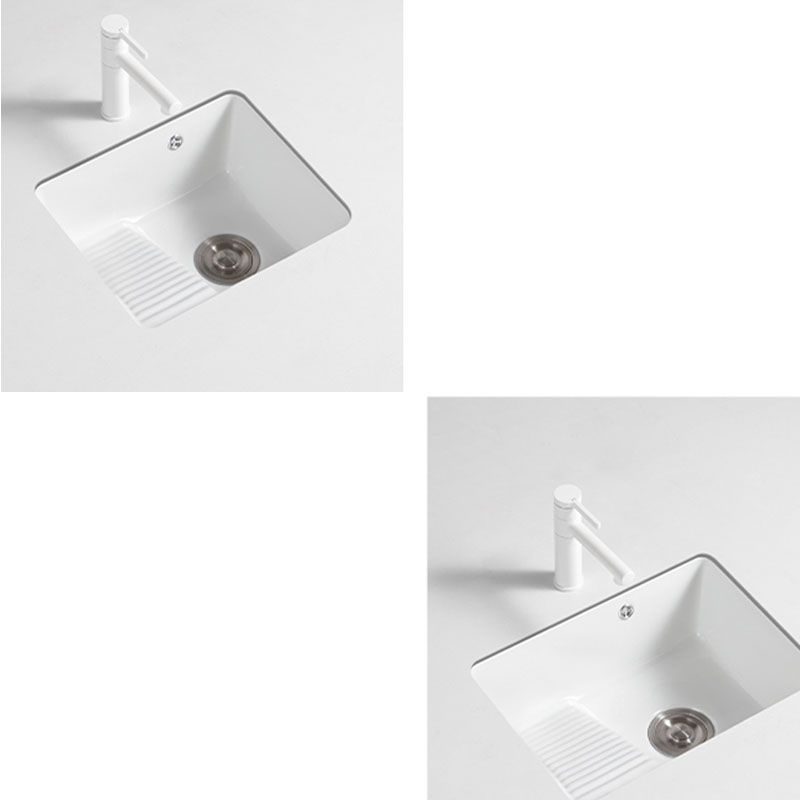 Traditional Undermount Vanity Sink Porcelain Rectangular with Overflow Basin Sink