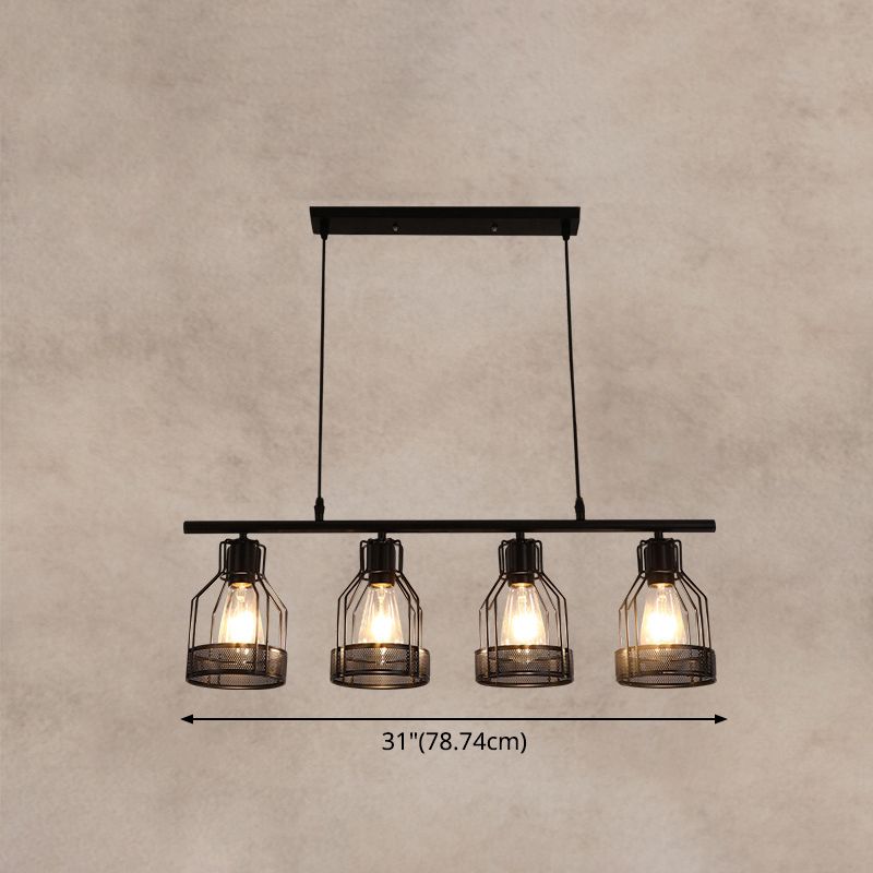 Black Bird Cage Island Lighting Industrial Metal Bar Chandelier Lighting Fixture
