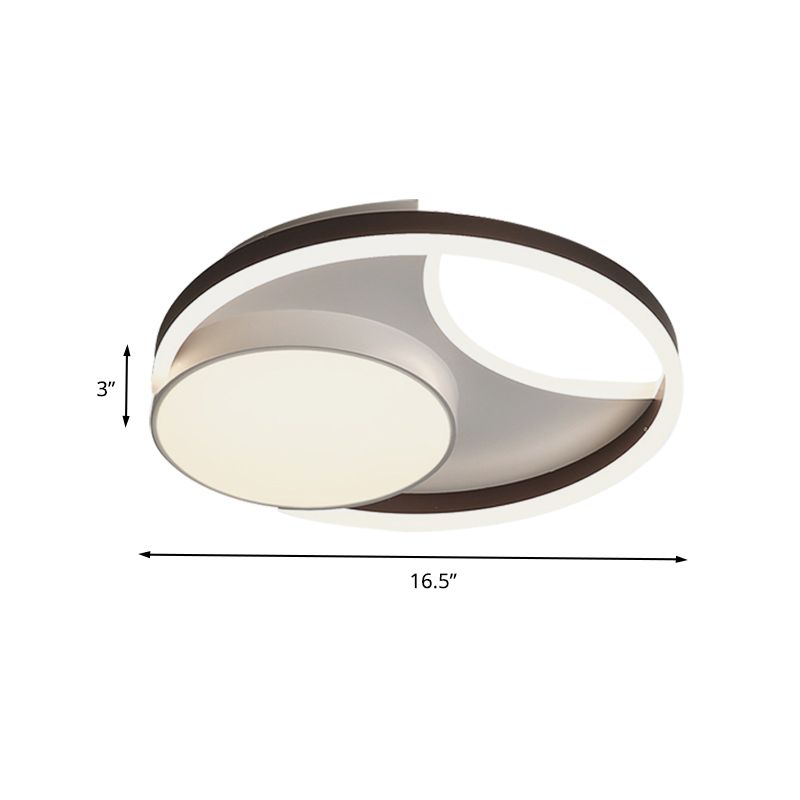 Metallic Round Flushmount Lighting Minimalist LED Ceiling Mounted Fixture in Coffee for Bedroom, 16.5"/20.5" Wide