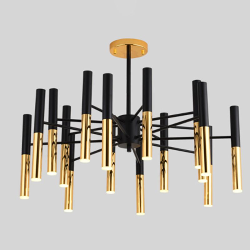 Metal Tubular Chandelier Modern Chandelier Light Fixtures Black Ceiling Hanging Light