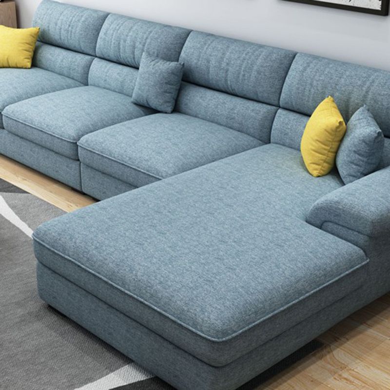 137.79" L Modern Linen Sectional Pillow Top Arm Sectional for Living Room