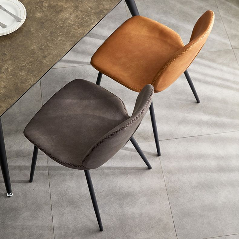 Sillas de comedor de cuero sin brazos con respaldo sólido de diseño industrial para cocina