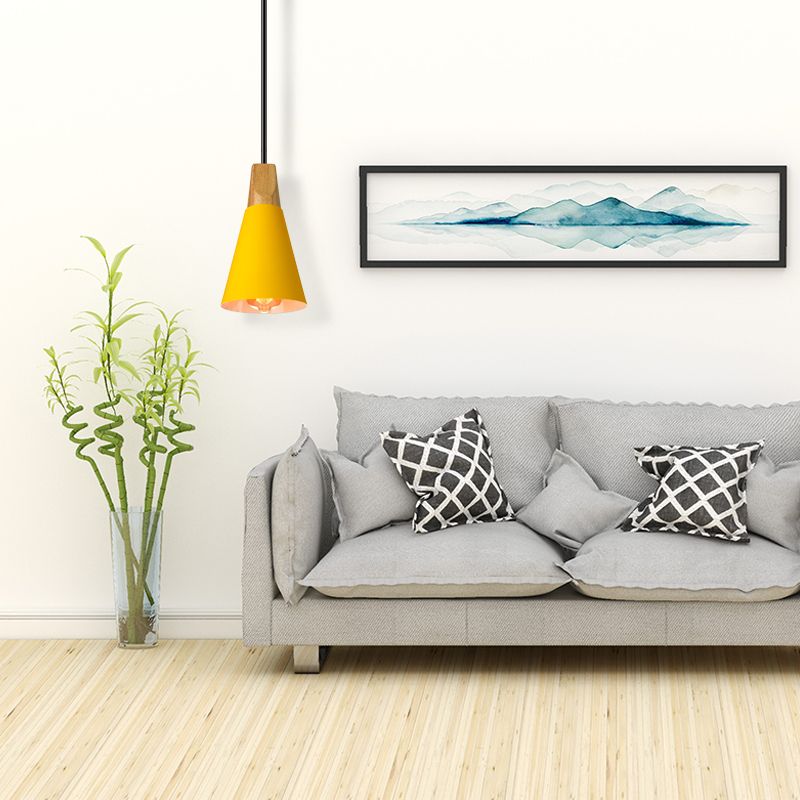 5,5 "/8,5"/10 "w 1 lampadina a sospensione con sfumatura conica in metallo contemporaneo cucina impiccato in grigio/argento/giallo