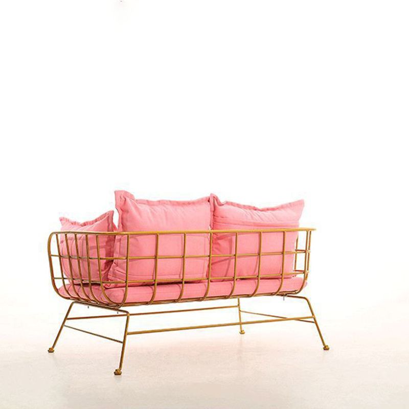 Golden Frame Velvet Loveseat with Pillow Top Arm for Apartment