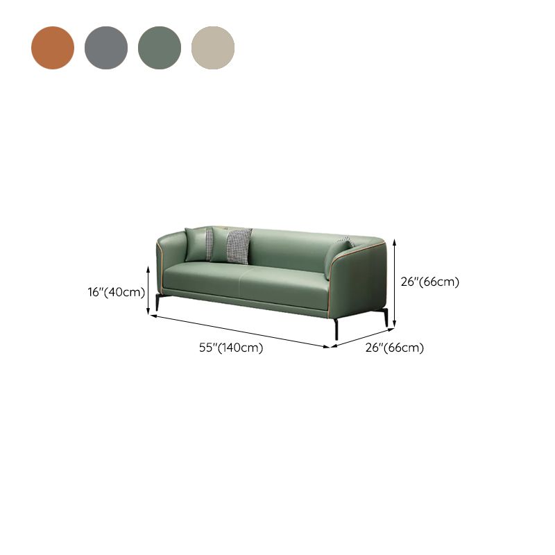Sloped Arm Faux Leather Sofa Nordic 26" H Seating with Single Cushion