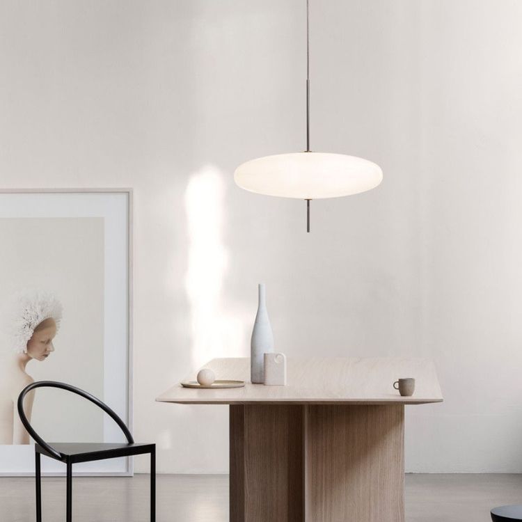 White Flying Saucer Suspension Pendant Simplicity 1 Head Acrylic Hanging Light for Dining Room