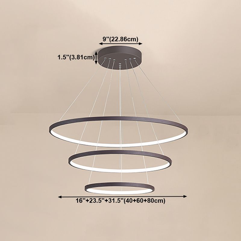 Metal Round Flush Ceiling Light Modern Multi Lights Flush Mount Lighting Fixture in Brown