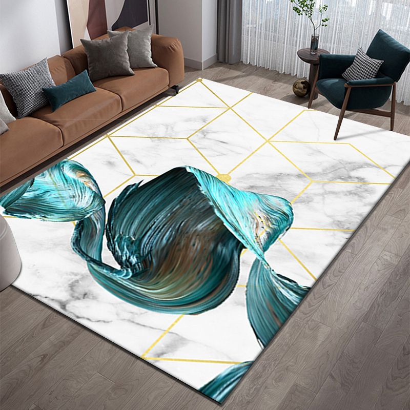 Gold Modern Rug Polyester Bight Rug Non-Slip Backing Indoor Rug for Home Decor