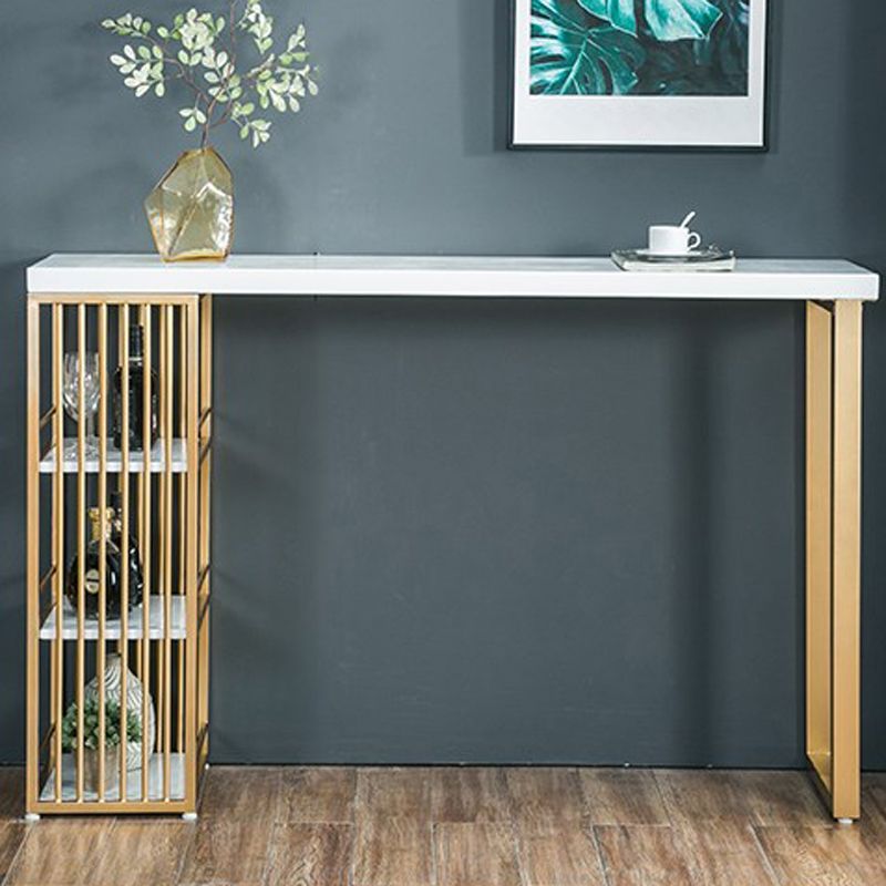 Glam 1/3 Pieces Bar Table Set Rectangle Wood Counter Table with High Stools for Cafe