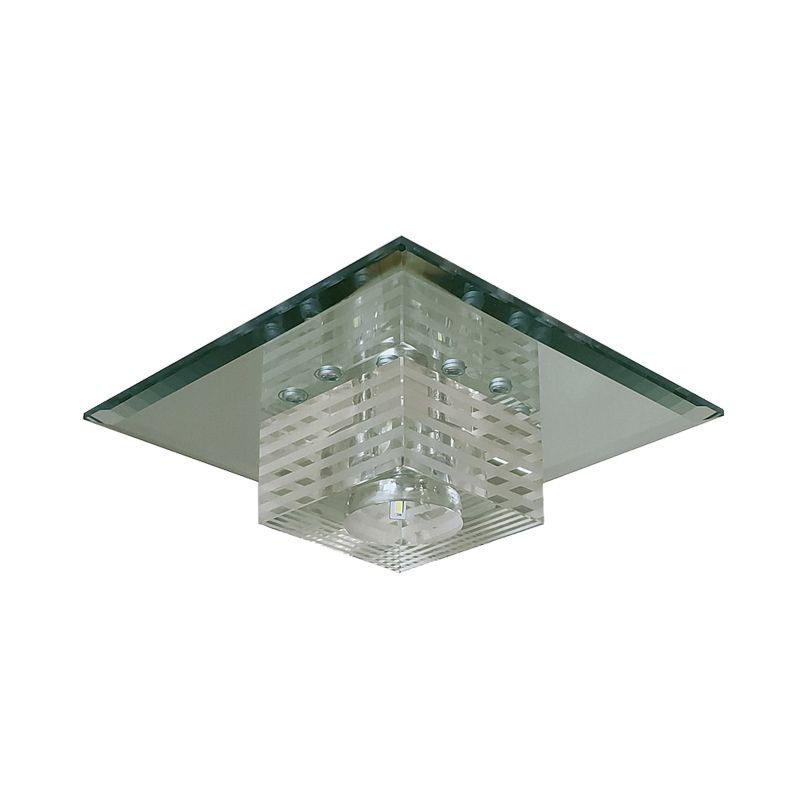Beveled Clear Crystal Flushmount Lighting Cubic LED Modern Close to Ceiling Lighting Fixture