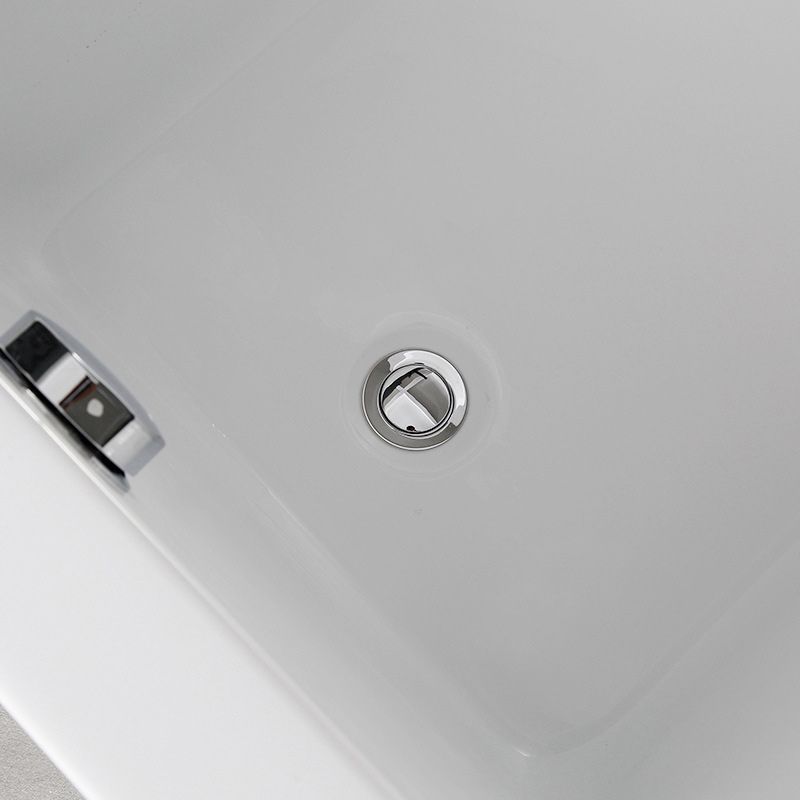 White Acrylic Rectangular Bathtub Soaking Freestanding with Left Drain