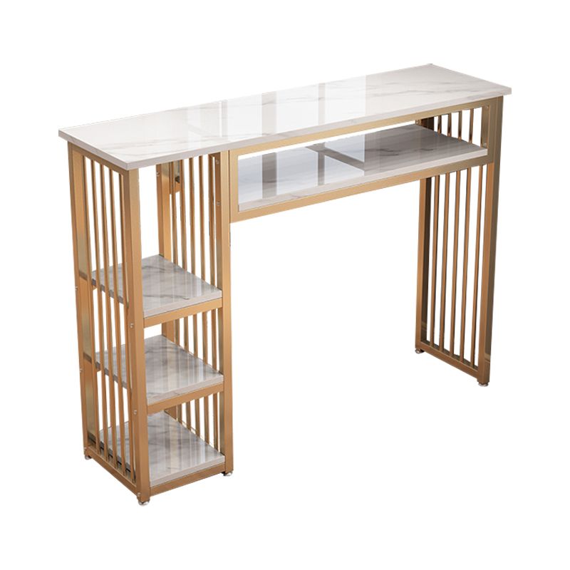 1/3 Glam Metal White and Gold Bar Stool and Table Set for Dining Room