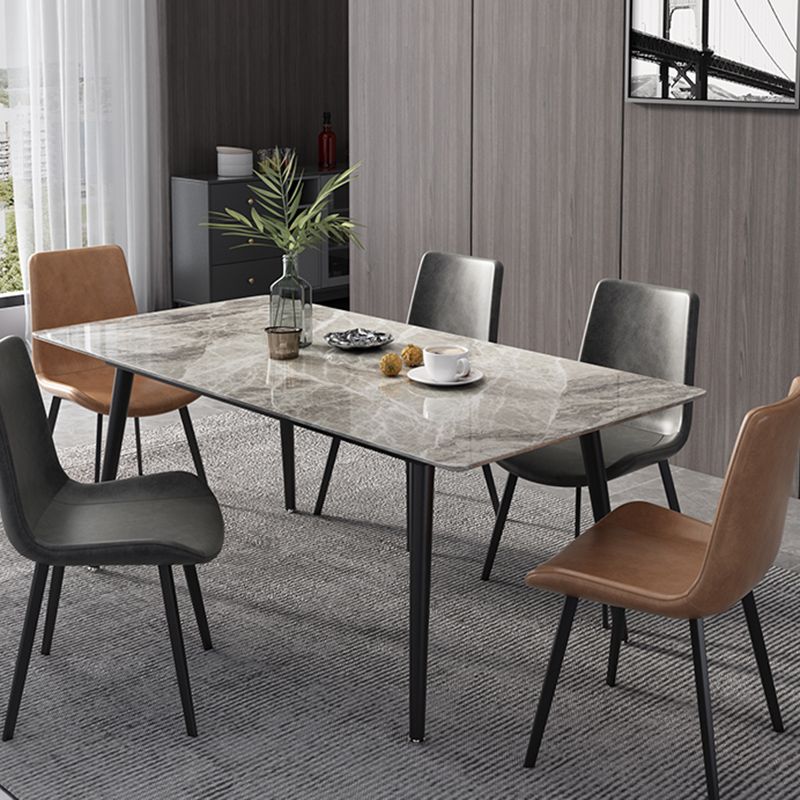 Modern Dinette Set with Solid Back Chairs 1/4/5/6/7 Pcs Stone Top Dining Table Set