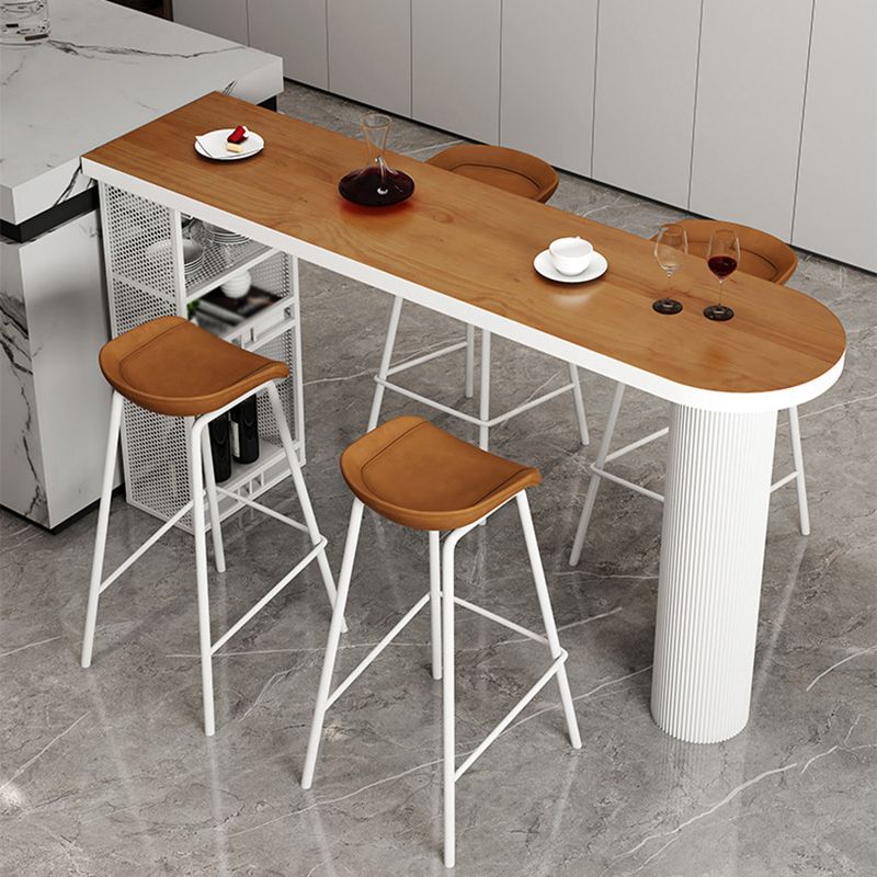 Glam Style Bar Table Gray Top Pub Table with Cabinet for Dining Room