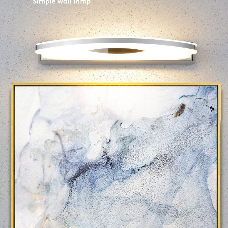 Shaded Wall Sconce Lighting Contemporary Style Metal Shower Room LED Wall Mounted Light in Chrome