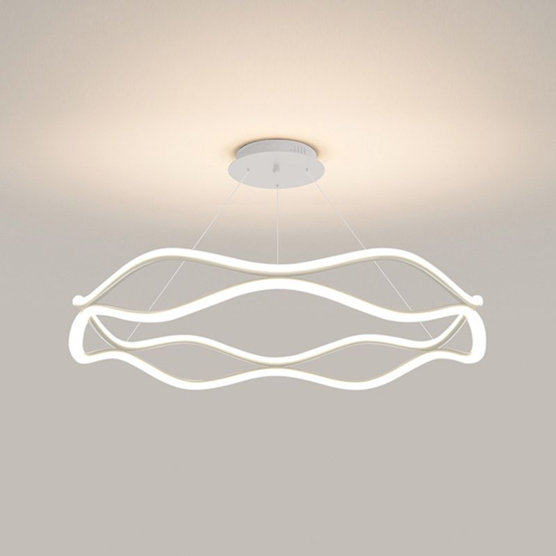 Linear Shape Metal Pendant Light Fixtures Modern Style 2-Light Hanging Light Fixtures
